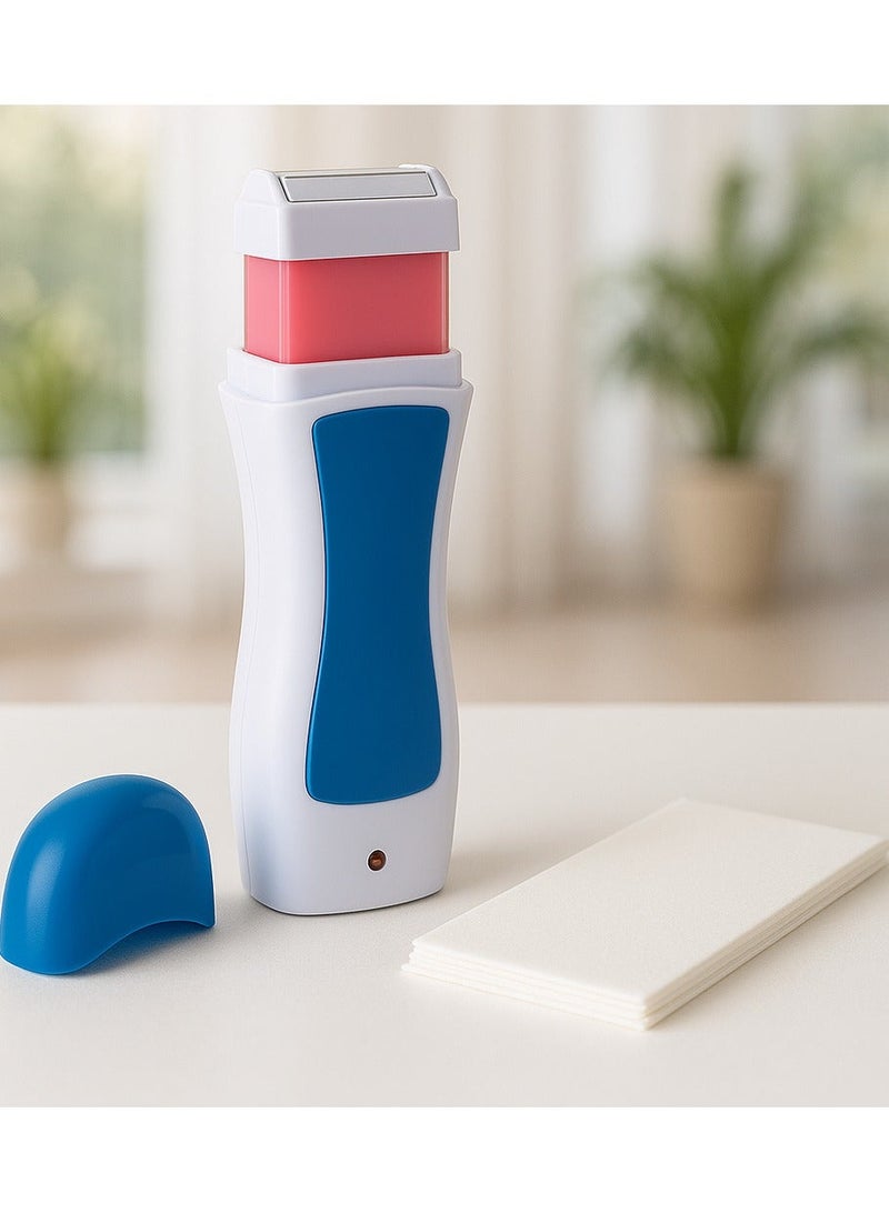 جهاز تسخين الشمع الدوار 3 في 1 لإزالة الشعر - جهاز تسخين شمع كهربائي مع خرطوشة قابلة لإعادة التعبئة وشرائط شمع | نظام إزالة شعر سهل وخالٍ من الفوضى لبشرة ناعمة في المنزل أو الصالون - Image 1